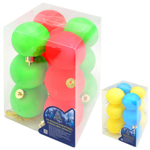 Набор елочных игрушек 9478 Шарики Fluo, диаметр 6 см, 12шт.