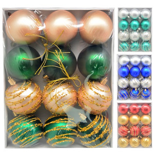 Набор елочных игрушек 9523-9524 Шарики, диаметр 6 см, 12 шт.