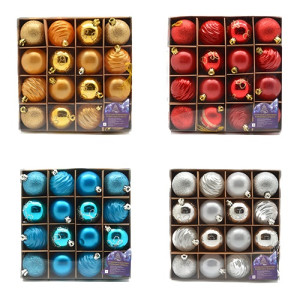 Набор елочных игрушек 8944-8947 Шарики, диаметр 6см, 16шт.