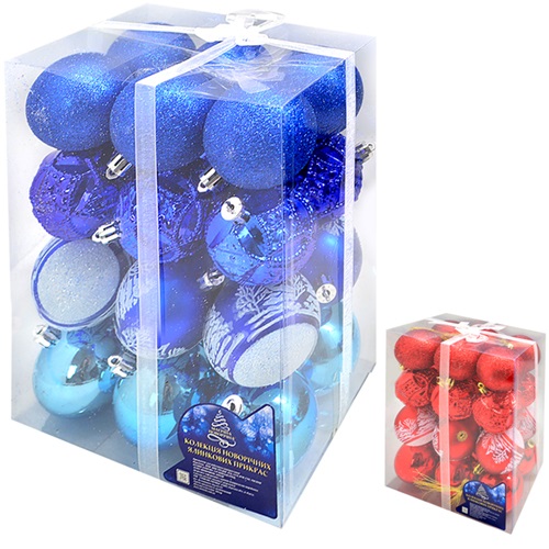 Набор елочных игрушек 9403 Шарики, диаметр 6 см, 24шт.