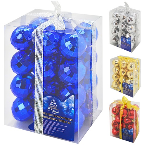 Набор елочных игрушек GN035-3 Шарики, диаметр 3 см, 24 шт.