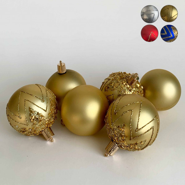 Набор елочных игрушек 9525 Шарики, размеры в ассортименте, 6 шт.