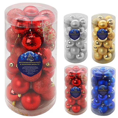 Набор елочных игрушек 8514 Шарики, диаметр 6 см, 30 шт.
