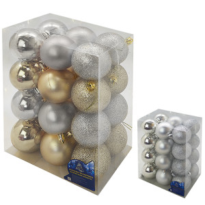 Набор елочных игрушек 9040-9042 Шарики, размеры в ассортименте, 24 шт.