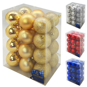 Набор елочных игрушек 9040-9042 Шарики, размеры в ассортименте, 24 шт.