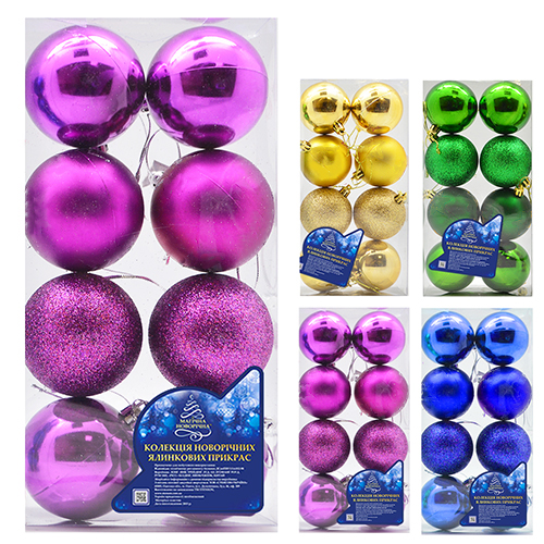 Набор елочных игрушек 9264 Шарики, диаметр 6 см, 16 шт.