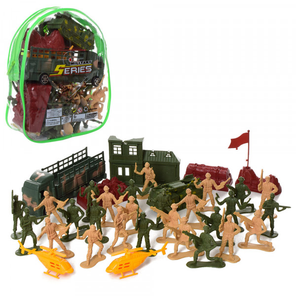 Набор игровой Кобмат CY4165B, военная техника, солдатики, баррикады, в рюкзаке