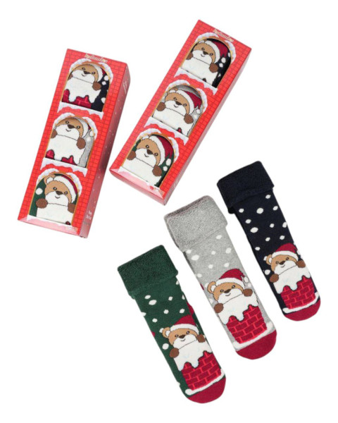 Носки детские Katamino Adios Мишка в Новогоднем колпачке, унисекс, махра,1-4 года, 3шт.