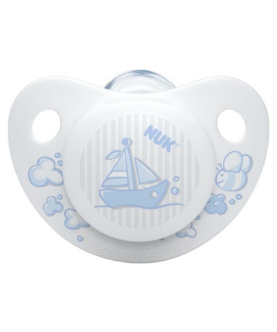 Пустышка NUK Baby Rose & Blue с футляром, силикон, анатомическая, 0m+, голубая