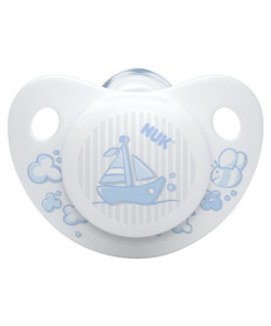 Пустышка NUK Baby Rose & Blue с футляром, силикон, анатомическая, 0m+, голубая