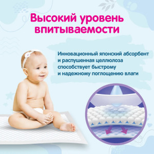 Пеленки одноразовые YokoSun, с липкой лентой, 50х50 см,10 шт.