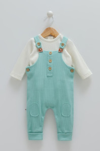 Полукомбинезон с кофтой для мальчика Caramell, рубчик, 1-12 м