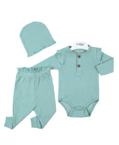 Костюм для девочки Bobby Baby Colored Ruffles, 3 элемента, рубчик, 1-12 м