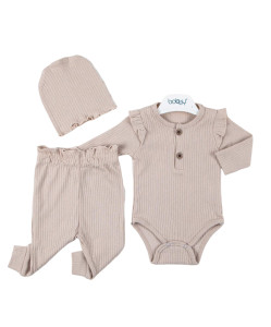 Костюм для девочки Bobby Baby Colored Ruffles, 3 элемента, рубчик, 1-12 м