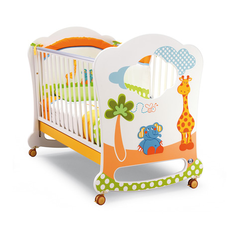 Кроватка детская Pali Gigi Lele, с ящиком, качалкой и апликациями