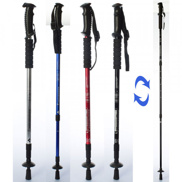 Спортивный инвентарь MS 2019-1 Палки для ходьбы, телескопические, металлические, длина 65-135см