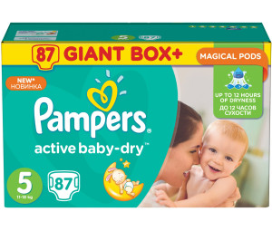 Подгузники Pampers Active Baby №5  (11-18кг), 87 шт.