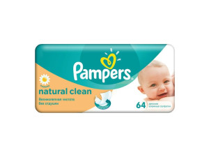 Салфетки мягкие Pampers Natural Clean с ромашкой, влажные, очищающие, 64шт.