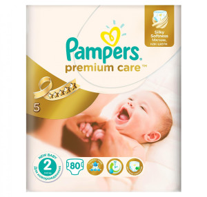 Подгузники Pampers Premium Care №2 (4-8кг), для новорожденных, 80шт.