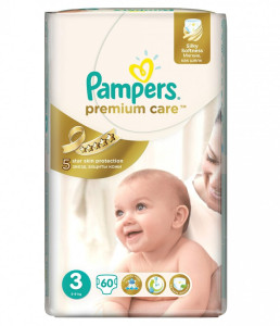 Подгузники Pampers Premium Care №3 (6-10кг) 60шт.