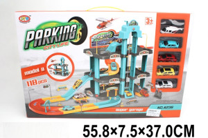 Парковка Parking, 3-этажа, лифт, 4машинки/1вертолет, 118 дет