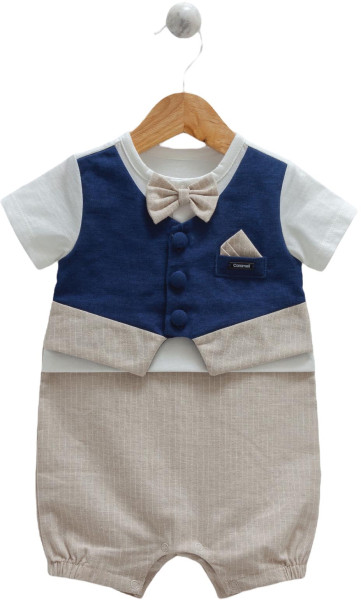 Песочник для мальчика Caramell Mini Man, лён/хлопок, 1-12 м