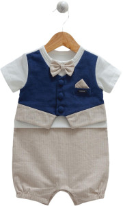 Песочник для мальчика Caramell Mini Man, лён/хлопок, 1-12 м
