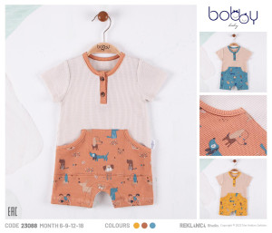 Песочник летний Bobby Baby Dogs, унисекс, пике, 3-18 м