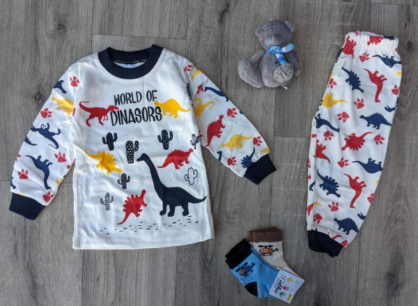 Пижама для мальчика Supermini Dinosaur, интерлок, 9-36 м