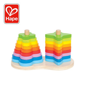 Пирамидка Hape E0406 Двойная радуга, деревянная