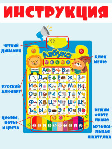 Плакат обучающий Rutoy Азбука, интерактивный, русский язык