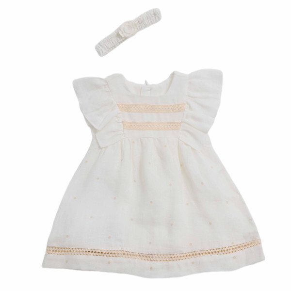 Платье для девочки Caramell Linen Girl, с повязкой, лён, 3-18 м