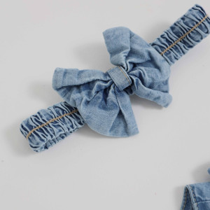 Платье джинсовое Caramell Denim Girl, с повязкой, 9м-3года