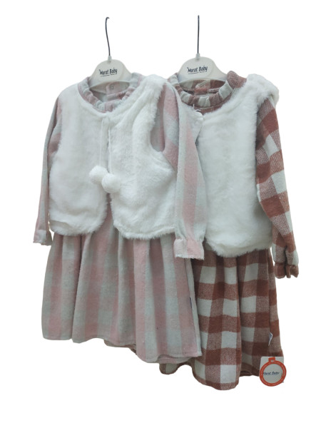 Платье с жилеткой MuratBaby Клетка, байка, 2-5 лет