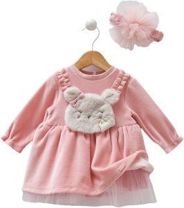Платье Caramell Princess Bear с повязкой, велюр, 0-12 м