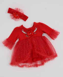 Платье с повязкой Miniborn Baby, праздничное, хлопок/фатин, 1-12 м
