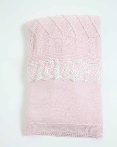 Плед для новорожденного BabyMy Кружево, вязанный, с подкладкой велсофт, 85х95 см