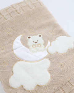 Плед для новорожденного BabyMy Мишка на луне, вязанный, с подкладкой велсофт, 85х95 см