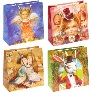 Пакет подарочный M18234-18237 Деревянко, глянцевый, 23 х 24 х 10 см