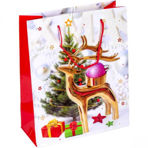 Пакет подарочный 13-154/13-155 Merry Christmas, глянцевый, размеры в ассортименте