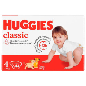 Подгузники Huggies Classic №4 (7-18 кг), 44шт.