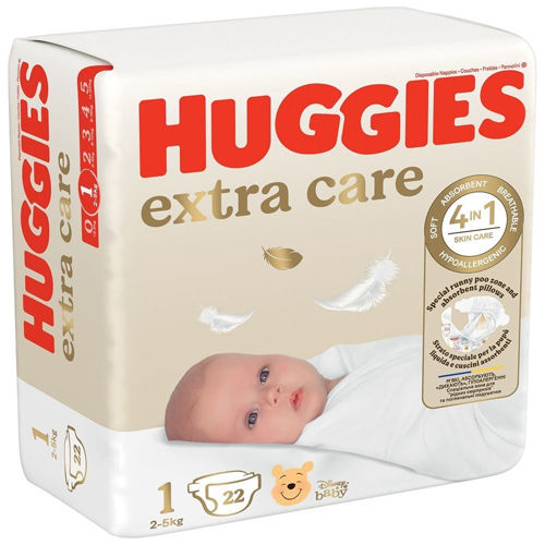 Подгузники Huggies Extra Care NB №1 (2-5кг), 22 шт.