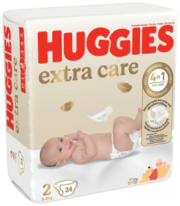 Подгузники Huggies Extra Care NB №2 (3-6кг), 24 шт.