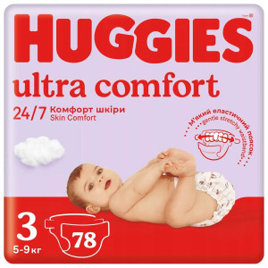 Подгузники Huggies Ultra Comfort №3 (4-9 кг), 78 шт., унисекс