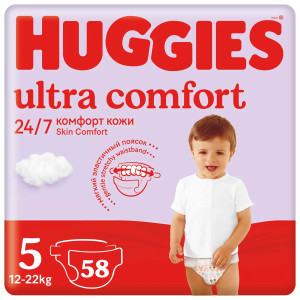 Подгузники Huggies Ultra Comfort №5 (11-25кг), унисекс, 58 шт.