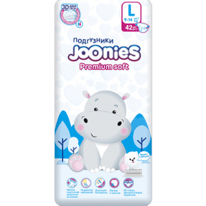 Подгузники Joonies Premium Soft L (9-14кг), 42 шт.