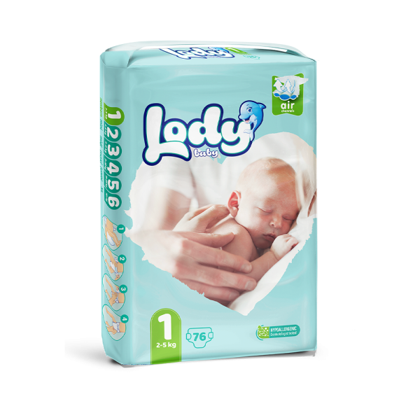 Подгузники Lody Baby Air №1 (2-5 кг), 76 шт.