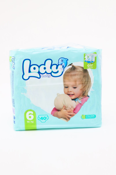 Подгузники Lody Baby Air №6 (16 кг+), 40 шт.