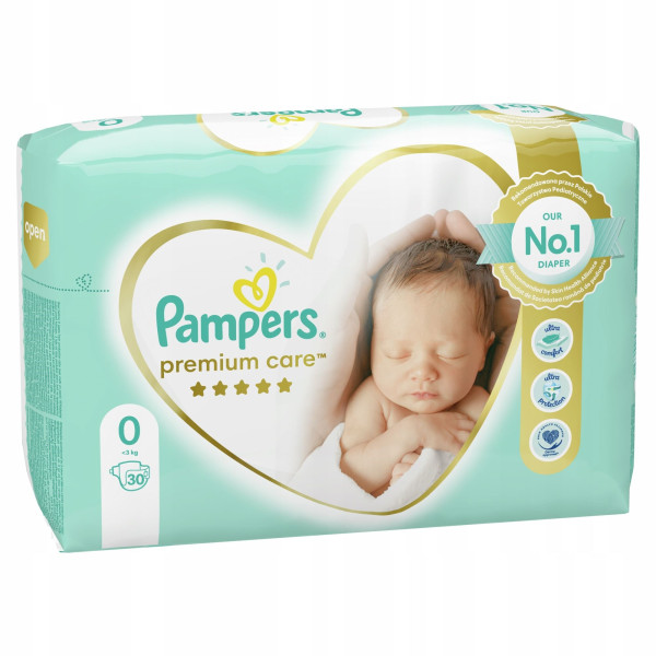 Подгузники Pampers Premium Care №0 (до 3 кг), 30 шт.