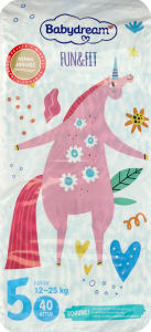 Подгузники Babydream Fun&Fit Junior №5 (12-25 кг), 40 шт.